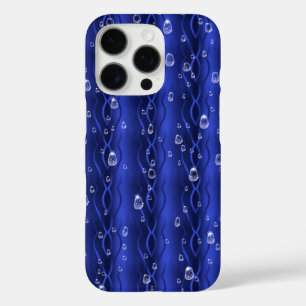 Regentropfen auf blauem Metall iPhone 16 Pro Hülle