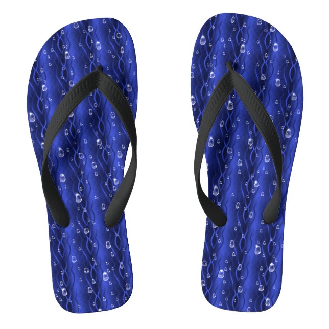 Regentropfen auf blauem Metall Flip Flops (Fußbett)