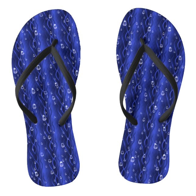 Regentropfen auf blauem Metall Flip Flops (Fußbett)