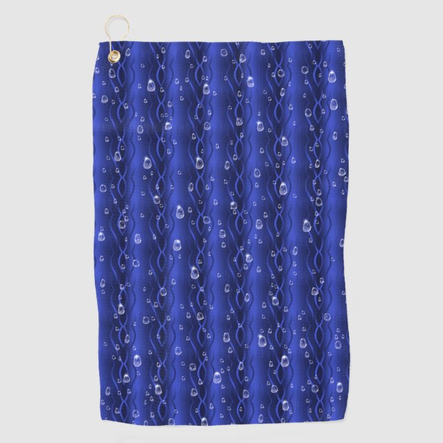 Regentropfen auf blauem Metall Golfhandtuch (Vorderseite)