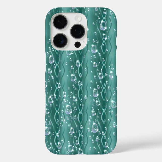 Regentropfen auf grünem Metall Case-Mate iPhone Hülle (Rückseite)