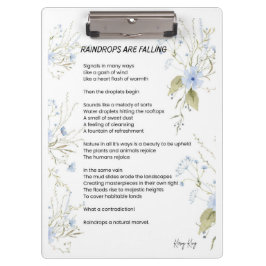 Regentropfen fallen Gedichte Klemmbrett