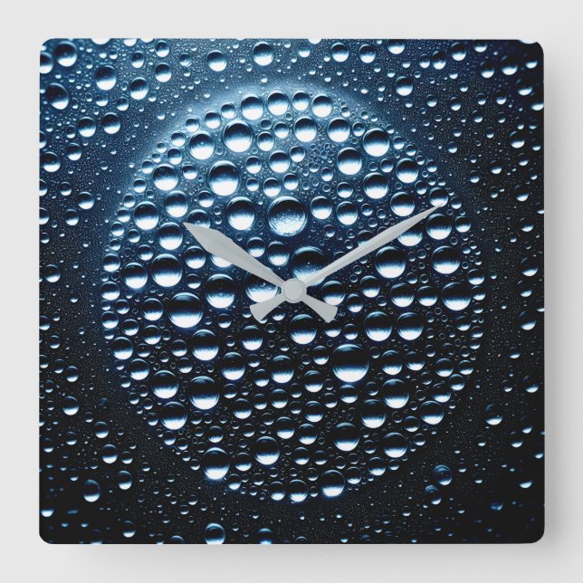 Regentropfen Quadratische Wanduhr (Vorderseite)