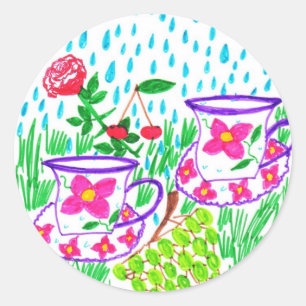 Regentropfen Runder Aufkleber