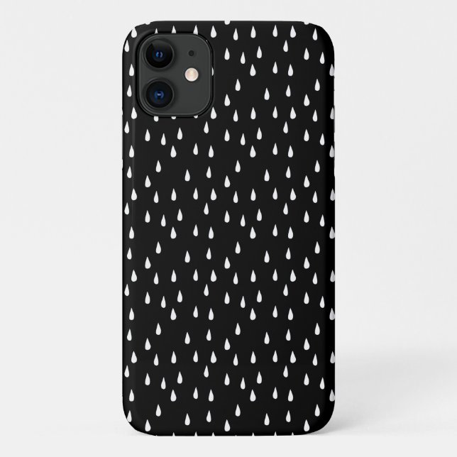 Regentropfen Whimsical Weißes Muster auf Schwarz Case-Mate iPhone Hülle (Rückseite)