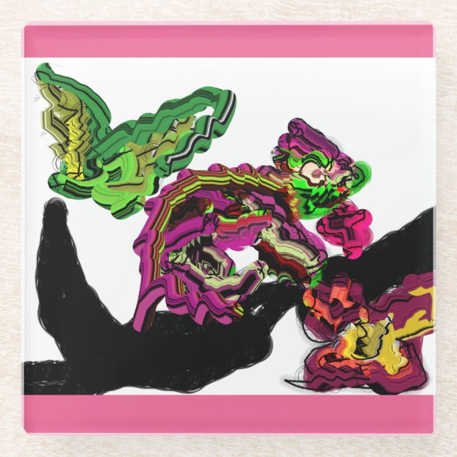 Regenwald Chameleon Spaß Glasuntersetzer (Vorderseite)