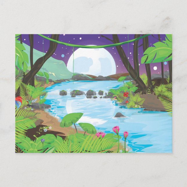 Regenwald Fluss Postkarte (Vorderseite)