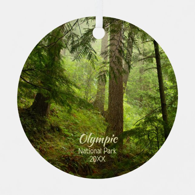 Regenwald im olympischen Nationalpark-Foto Ornament Aus Metall (Vorderseite)