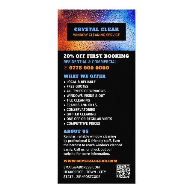 Regenwasser, Preisliste für Fensterreinigung Werbekarte (Vorne)