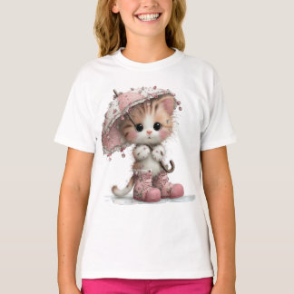 „Regenwetter-Kitty“ Süßes Katzen-T-Shirt T-Shirt