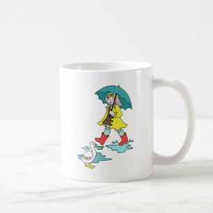 Regenwetter-Rote Gummistiefel mit Ente & Regenschi Tasse