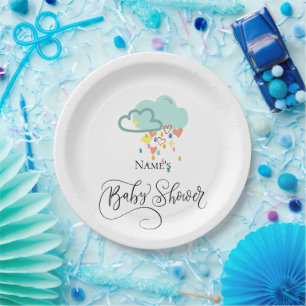 Regenwolke Junge Baby Shower Teller