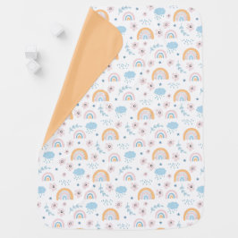 Regenwolken, Herz, Blume und Regenbogen Babydecke