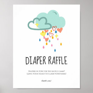 Regenwolken-Mädchen Windel-Raffel-Schild Poster