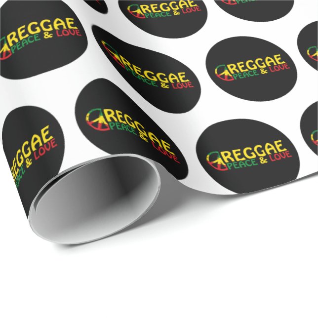 Reggae Art mit positiven Worten Frieden und Liebe Geschenkpapier (Rolleneckpunkt)