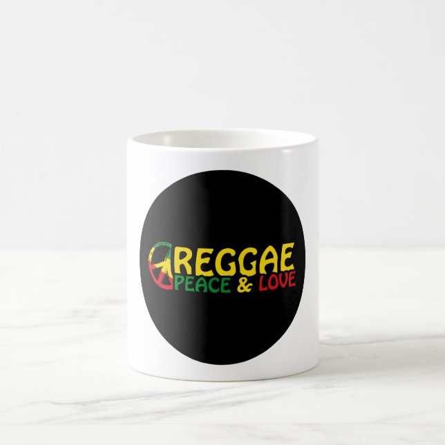 Reggae Art mit positiven Worten Frieden und Liebe Kaffeetasse (Mittel)