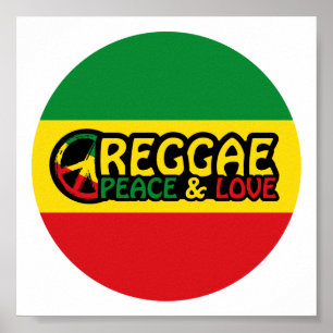 Reggae Art mit positiven Worten Frieden und Liebe Poster