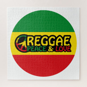 Reggae Art mit positiven Worten Frieden und Liebe Puzzle