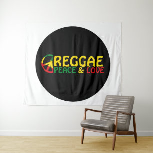 Reggae Art mit positiven Worten Frieden und Liebe Wandteppich