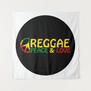Reggae Art mit positiven Worten Frieden und Liebe Wandteppich