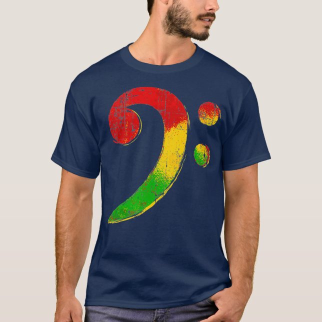 Reggae Bass Clef Rasta Geschenk für Bassist Bass T-Shirt (Vorderseite)