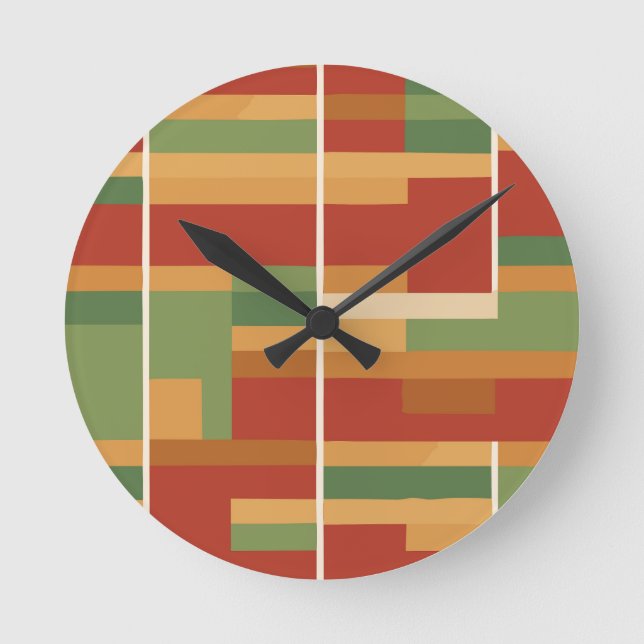 Reggae Boho Abstrakt Line Art Pattern Runde Wanduhr (Vorderseite)