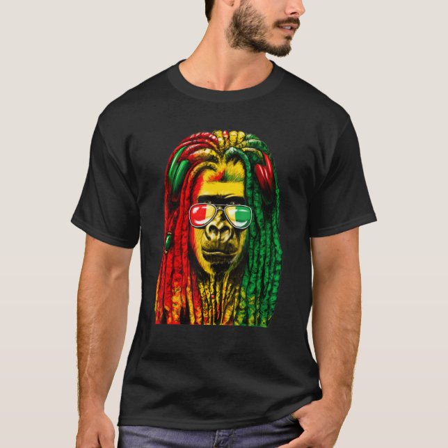 Reggae Cool Gorilla Dreadlocks Rasta Dreads R T-Shirt (Vorderseite)