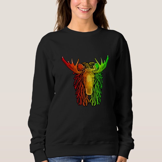 Reggae Cooler Moose Dreadlocks Rasta Dreads Rastaf Sweatshirt (Vorderseite)