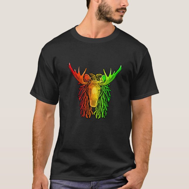 Reggae Cooler Moose Dreadlocks Rasta Dreads Rastaf T-Shirt (Vorderseite)
