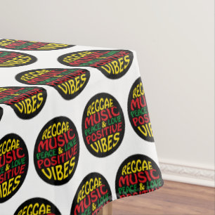 Reggae-Design mit positiven Redewendungen und Zita Tischdecke