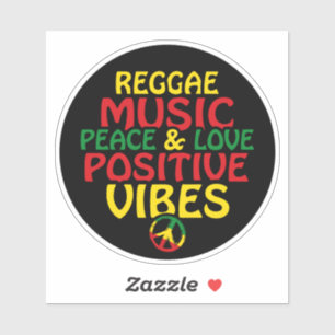 Reggae-Design mit positiven Zitaten und Reggae-Fla Aufkleber
