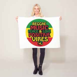 Reggae-Design mit positiven Zitaten und Reggae-Fla Fleecedecke