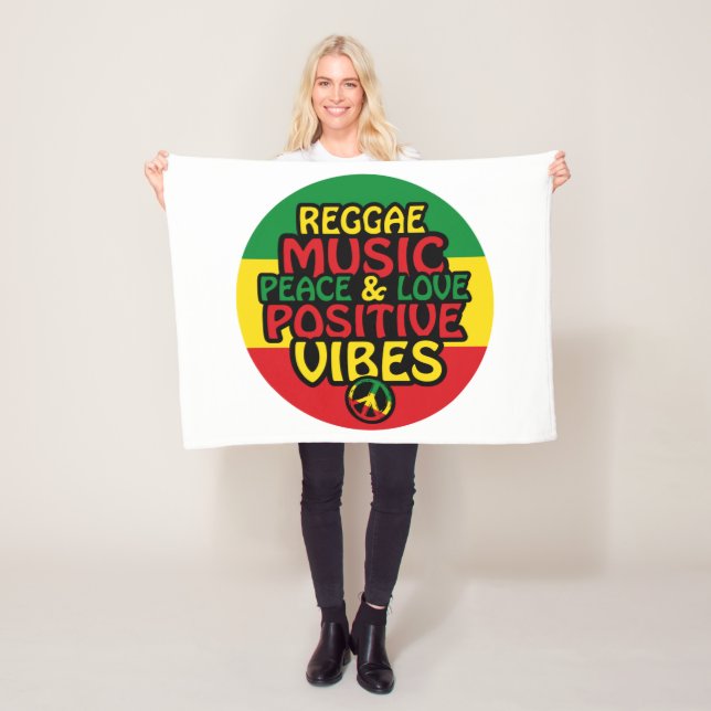 Reggae-Design mit positiven Zitaten und Reggae-Fla Fleecedecke (Beispiel)