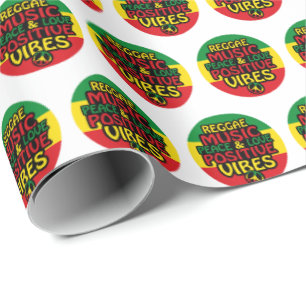 Reggae-Design mit positiven Zitaten und Reggae-Fla Geschenkpapier
