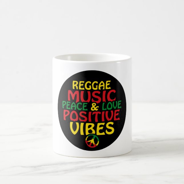 Reggae-Design mit positiven Zitaten und Reggae-Fla Kaffeetasse (Mittel)