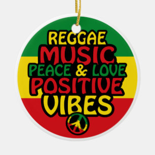 Reggae-Design mit positiven Zitaten und Reggae-Fla Keramik Ornament