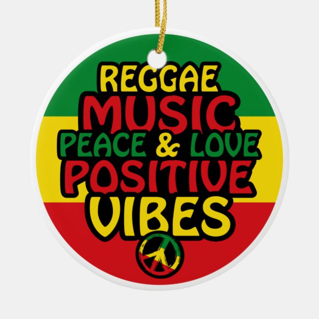 Reggae-Design mit positiven Zitaten und Reggae-Fla Keramik Ornament (Vorne)