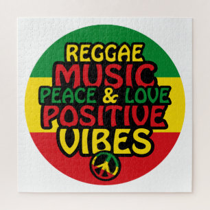 Reggae-Design mit positiven Zitaten und Reggae-Fla Puzzle