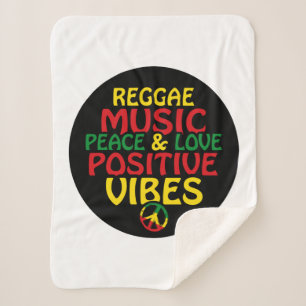 Reggae-Design mit positiven Zitaten und Reggae-Fla Sherpadecke