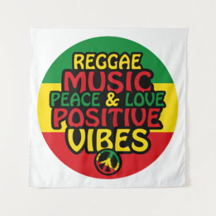 Reggae-Design mit positiven Zitaten und Reggae-Fla Wandteppich