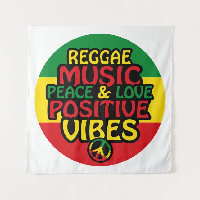 Reggae-Design mit positiven Zitaten und Reggae-Fla Wandteppich (Vorderseite)
