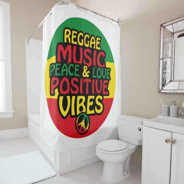 Reggae design with positive quotes and reggae flag duschvorhang (Beispiel)