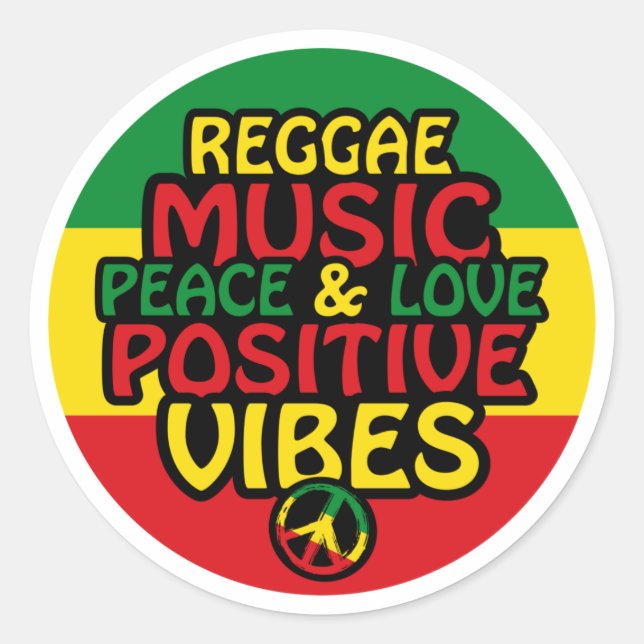 Reggae design with positive quotes and reggae flag runder aufkleber (Vorderseite)