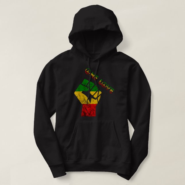 Reggae Fist Rasta Reggae Music Eine Liebe Jamaica  Hoodie (Design vorne)
