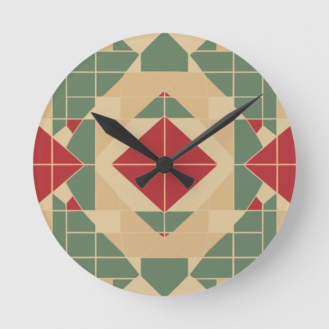 Reggae Geometric Pastel Tile Runde Wanduhr (Vorderseite)