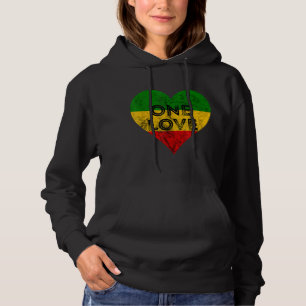 Reggae Heart One Liebe Rasta Reggae Music Rastafar Hoodie