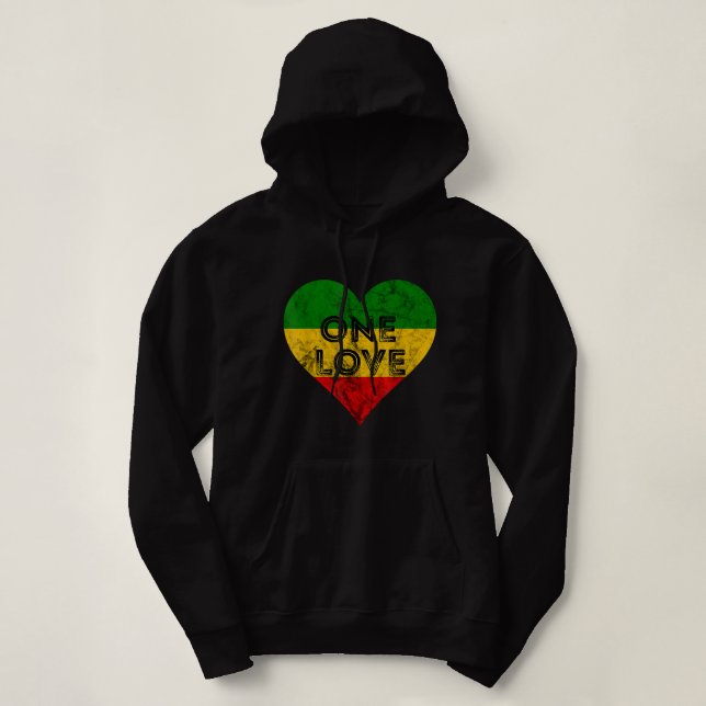 Reggae Heart One Liebe Rasta Reggae Music Rastafar Hoodie (Design vorne)