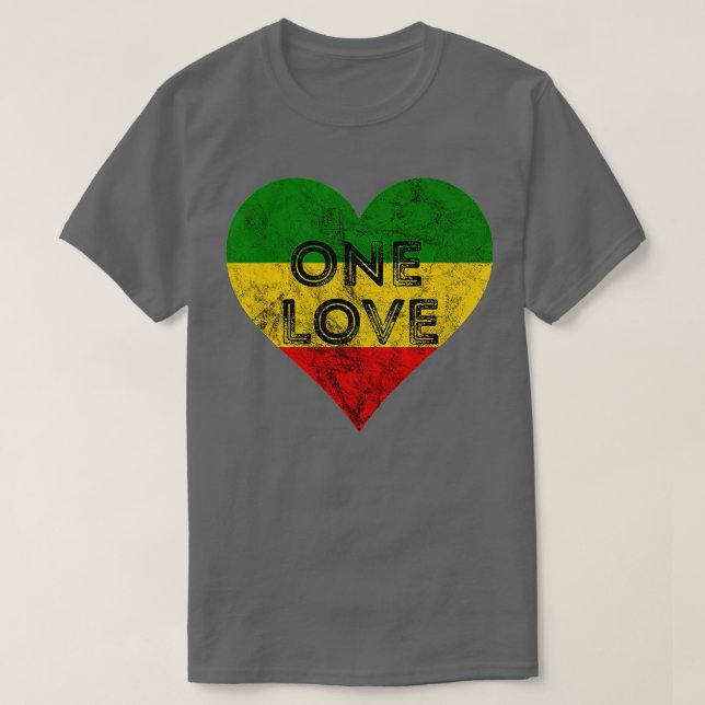 Reggae Heart One Liebe Rasta Reggae Music Rastafar T-Shirt (Design vorne)
