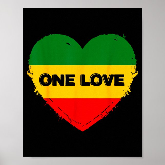 Reggae Heart One Love Rasta Reggae Music Rastafari Poster (Vorne)