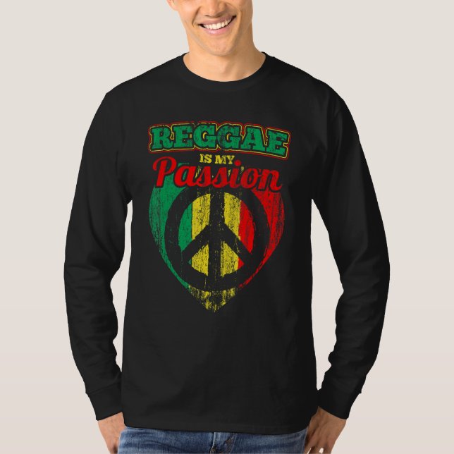Reggae ist meine Passion Rastafari Flag mit Peace  T-Shirt (Vorderseite)